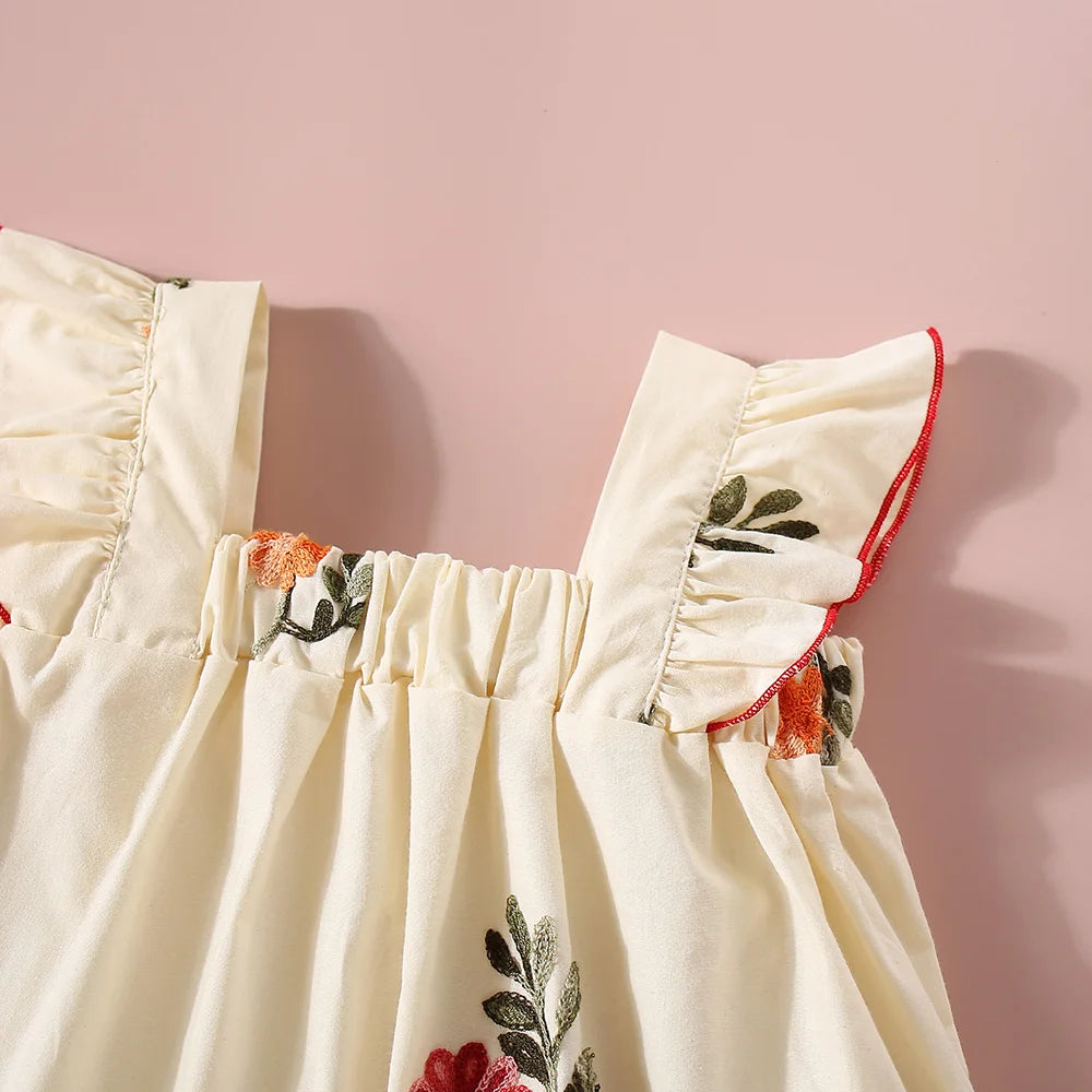 Ensemble d’été fille 2 pièces – Haut fleuri à manches courtes & short uni