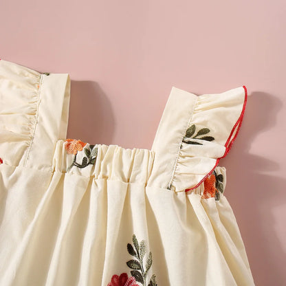 Ensemble d’été fille 2 pièces – Haut fleuri à manches courtes & short uni