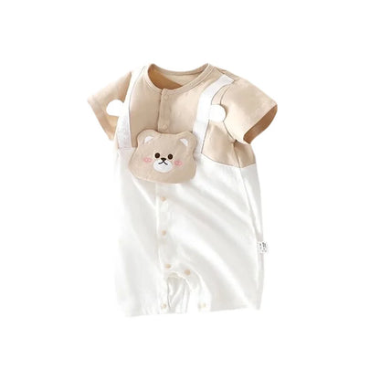 Combinaison d’été bébé garçon à manches courtes – Faux deux-pièces doux & élégant