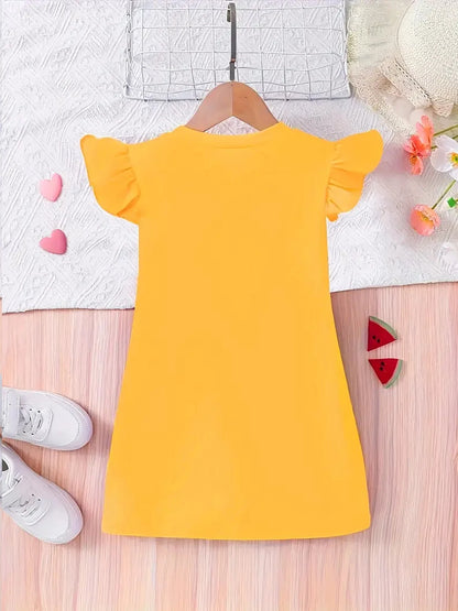 Robe Salopette Petite Abeille – Jaune & Denim (Fille)