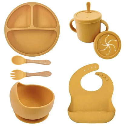 Ensemble repas enfant en silicone alimentaire – Assiette, bol, tasse & accessoires