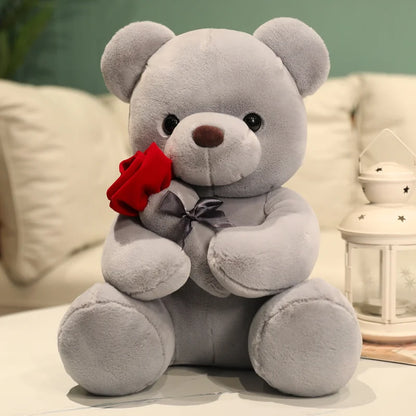 : Ours en Peluche Kawaii avec Roses – Cadeau Saint-Valentin