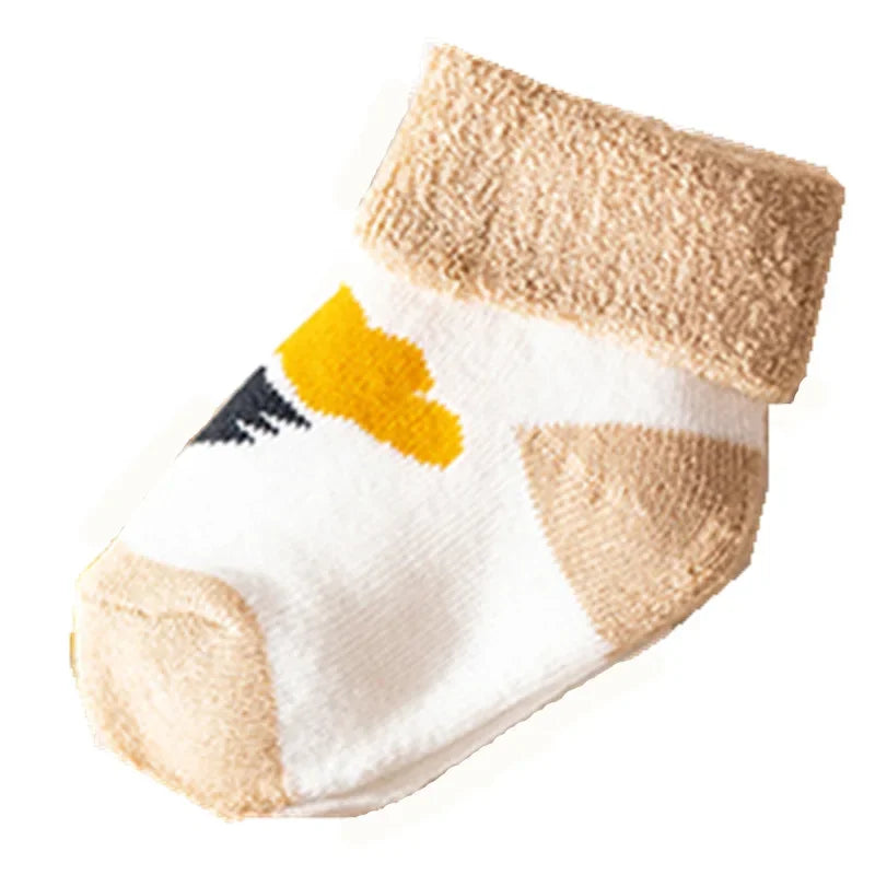 Lot de 5 paires chaussettes bébé – Chaudes & épaisses – Motifs cartoon (automne/hiver)