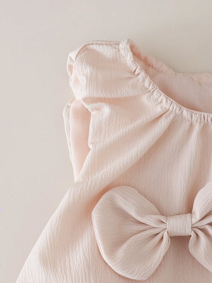 Ensemble Bébé Fille Chic Rose Poudré – Haut à Nœud & Short (1–3 ans)