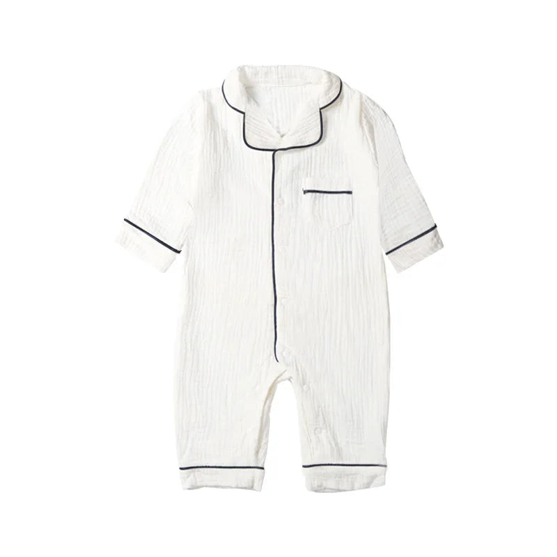 Barboteuse Bébé en Gaze à Manches Longues – Pyjama Doux Nouveau-Né