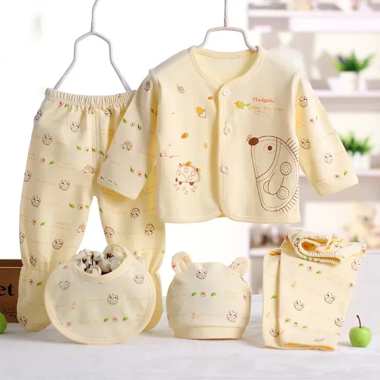 Coffret naissance bébé 5 pièces en coton – Ensemble complet doux & confortable (0 à 3 mois)