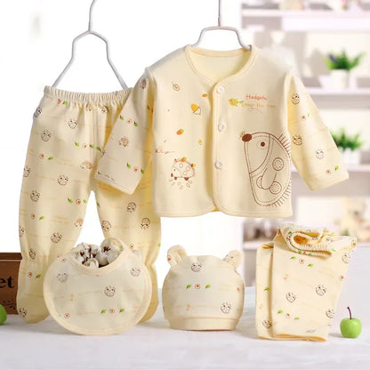 Coffret naissance bébé 5 pièces en coton – Ensemble complet doux & confortable (0 à 3 mois)