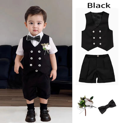 Costume gilet pour enfants printemps été garçons robe de mariée premier anniversaire de bébé garçon Costume de spectacle de piano enfants gilet pantalon
