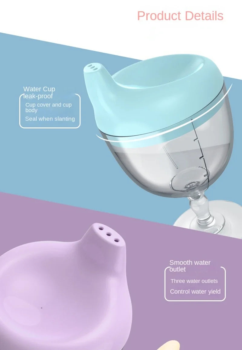 Novelty Wine Glass Shaped Sippy Cup with Lid 150ml Baby Learning Drinking Bottle Kids Toldder Nursing Bottle Infant Feeding Cups