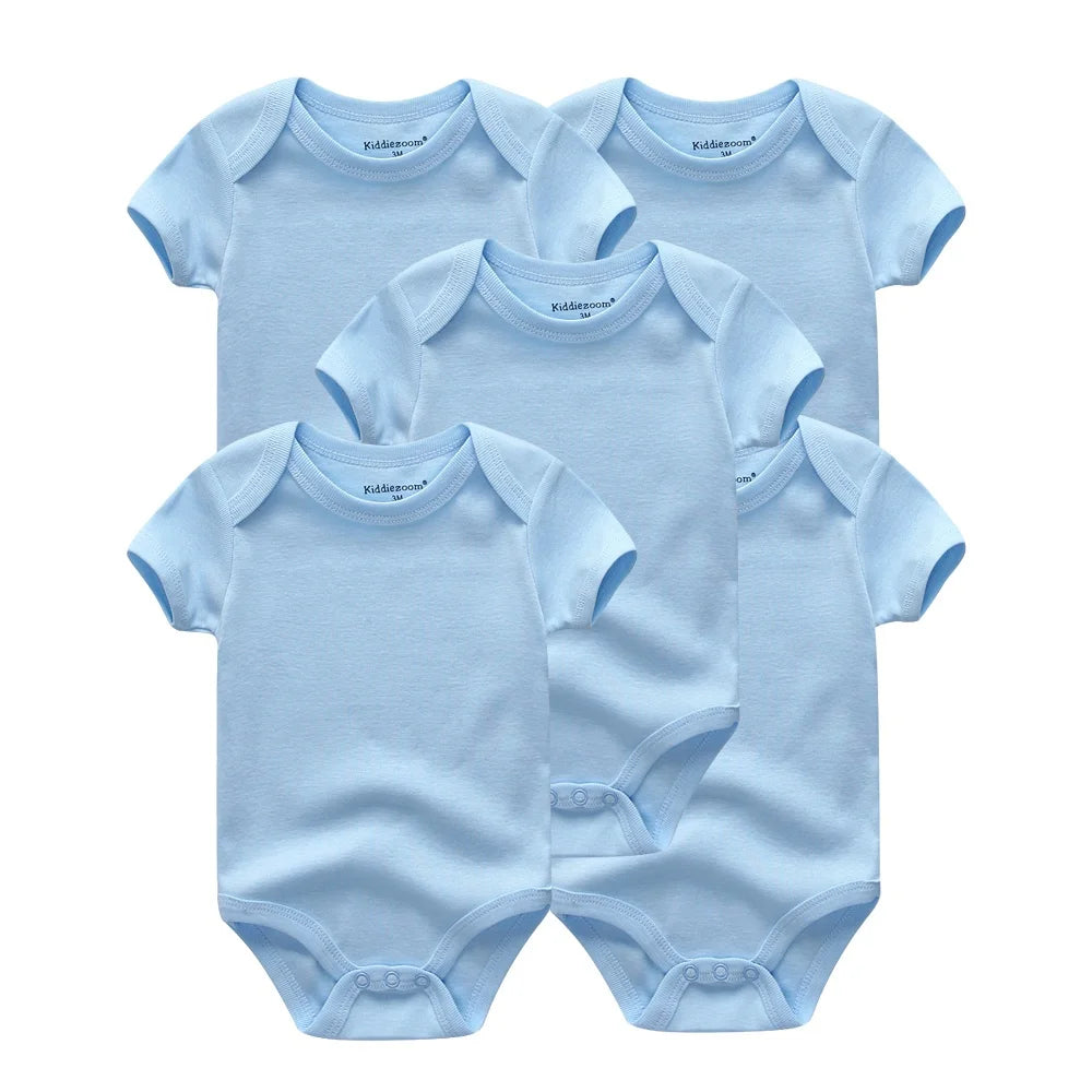 Lot de 5 bodys bébé – 100 % coton, manches courtes, confort quatre saisons
