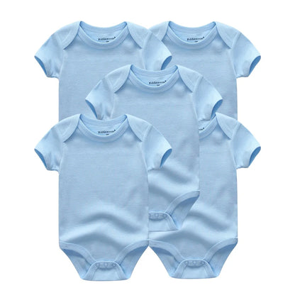 Lot de 5 bodys bébé – 100 % coton, manches courtes, confort quatre saisons