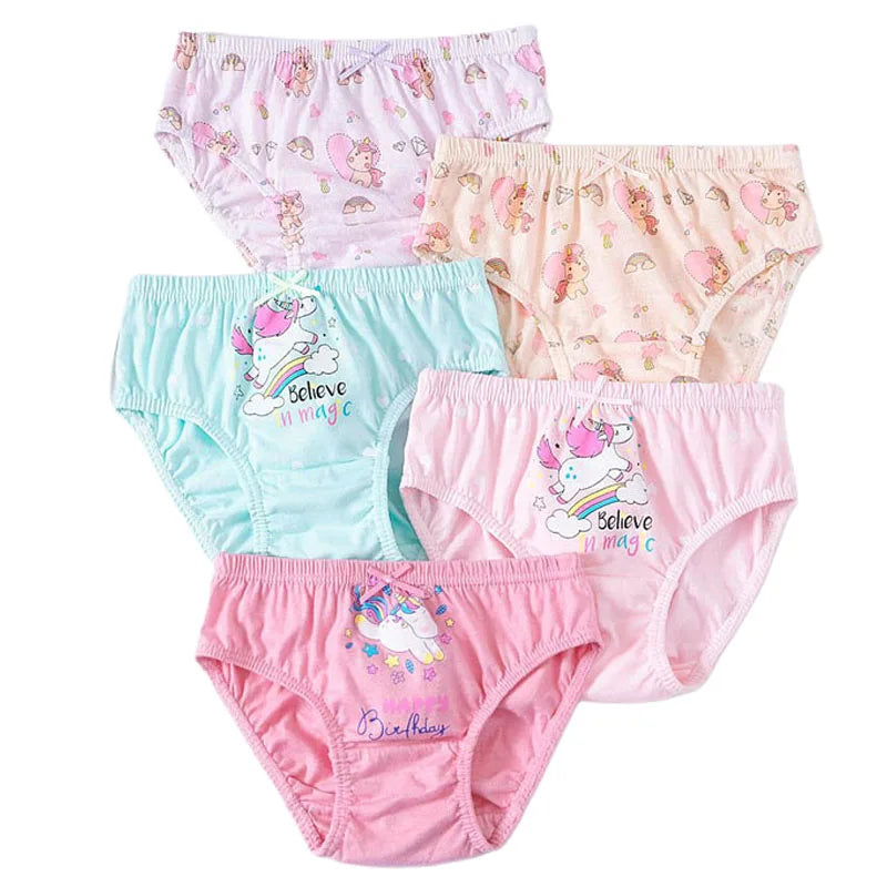 5 pièces/ensemble sous-vêtements pour fille coton mignon motif licorne petites filles culottes respirant confort enfants Hipster slips