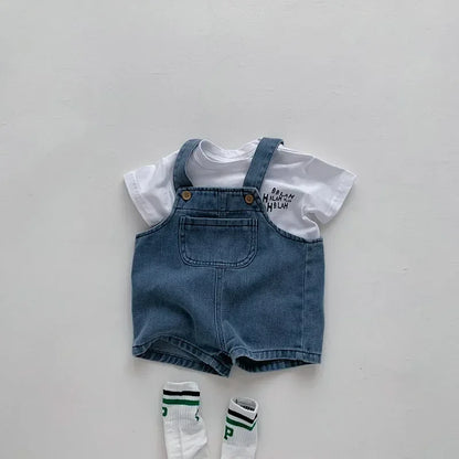 Ensemble bébé été 2 pièces – T-shirt en coton & salopette pantalon décontractée (0 à 3 ans)