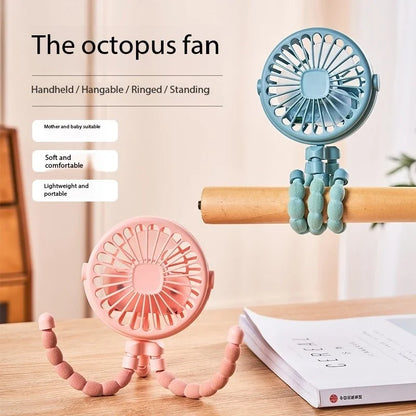 Ventilateur Octopus Flexible pour Poussette Bébé – Mini Ventilateur USB Rechargeable avec Veilleuse