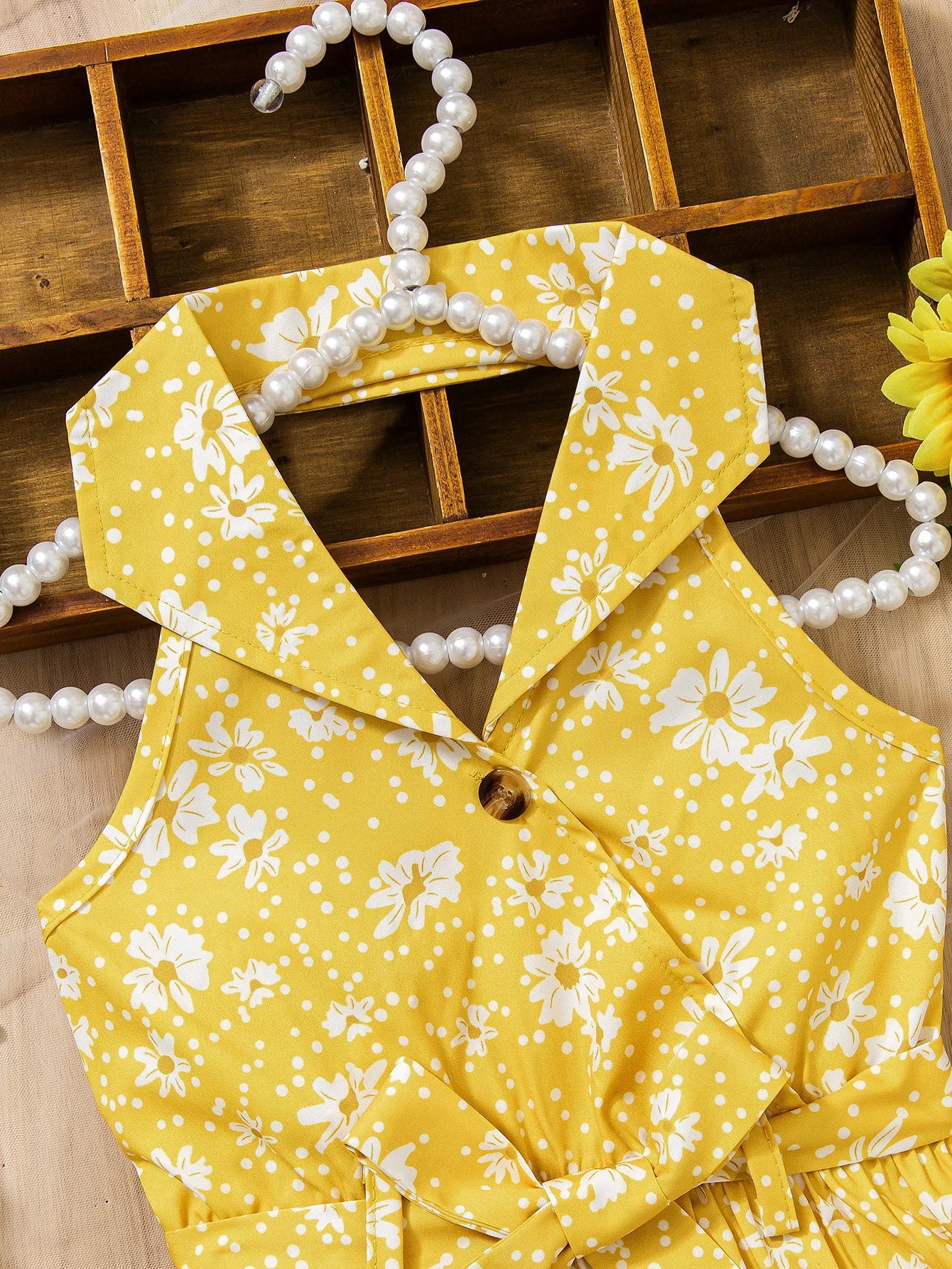 Robe d’été jaune fleurie – Fille