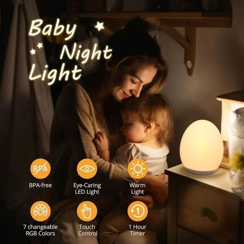 Veilleuse bébé tactile rechargeable RGB – Lampe de nuit douce avec télécommande