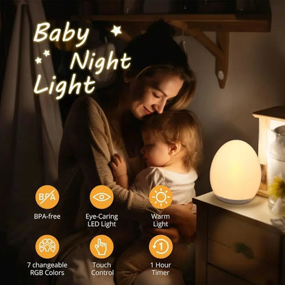 Veilleuse bébé tactile rechargeable RGB – Lampe de nuit douce avec télécommande
