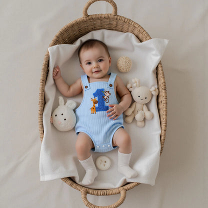 Barboteuse bébé ours “1 an” – Salopette douce unisexe (6–18 mois)