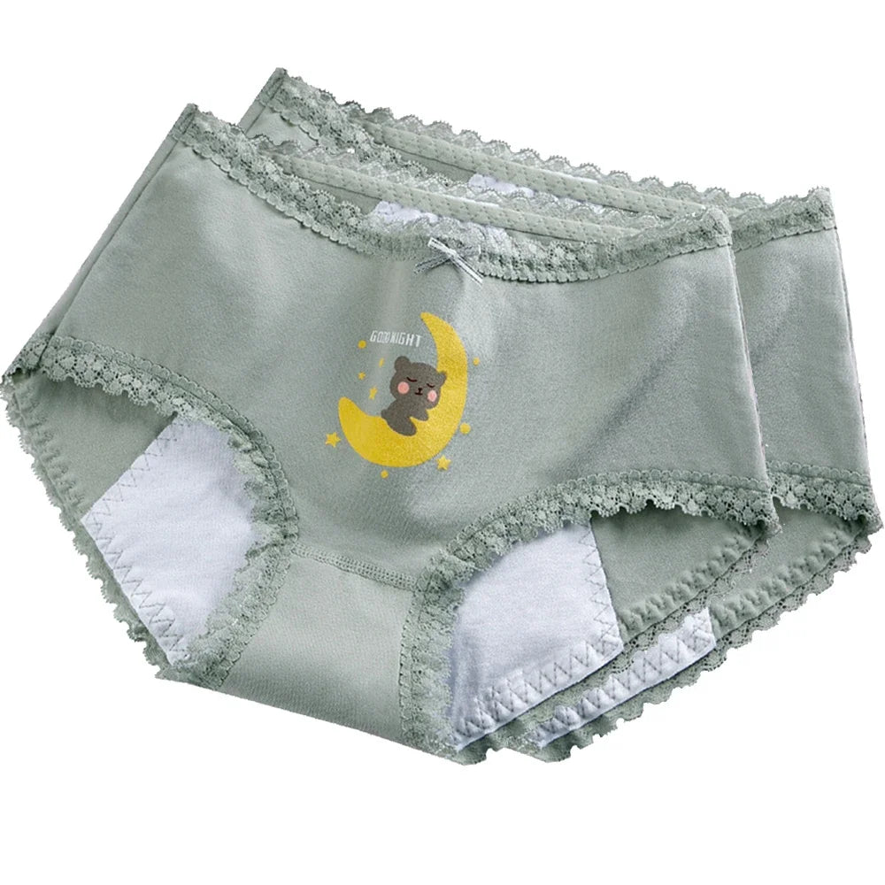 Slips courts en coton pour filles, pantalons physiologiques anti-fuite en dentelle, pour adolescents de 3 à 18 ans, nouvelle collection 2024