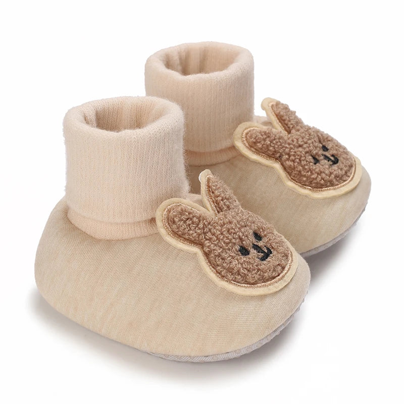 Chaussons Bébé Ourson en Coton Doux – Semelle Souple & Intérieur Moelleux