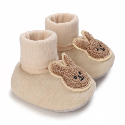 Chaussons Bébé Ourson en Coton Doux – Semelle Souple & Intérieur Moelleux