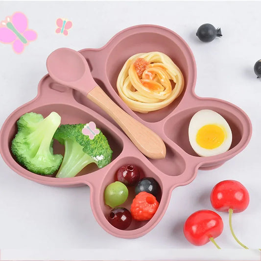 Pack Repas Bébé Zéro Dégât – Assiette Silicone Antidérapante + Bavoir | Spécial Parents