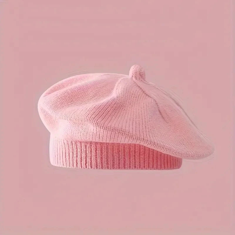 Béret Bébé en Maille Fleur – Bonnet Chaud d’Hiver