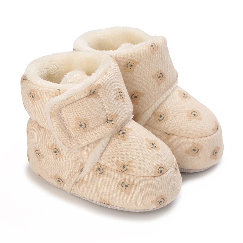 Chaussons Bébé Ourson en Coton Doux – Semelle Souple & Intérieur Moelleux