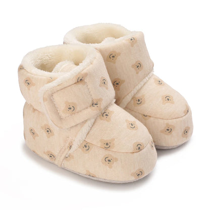 Chaussons Bébé Ourson en Coton Doux – Semelle Souple & Intérieur Moelleux