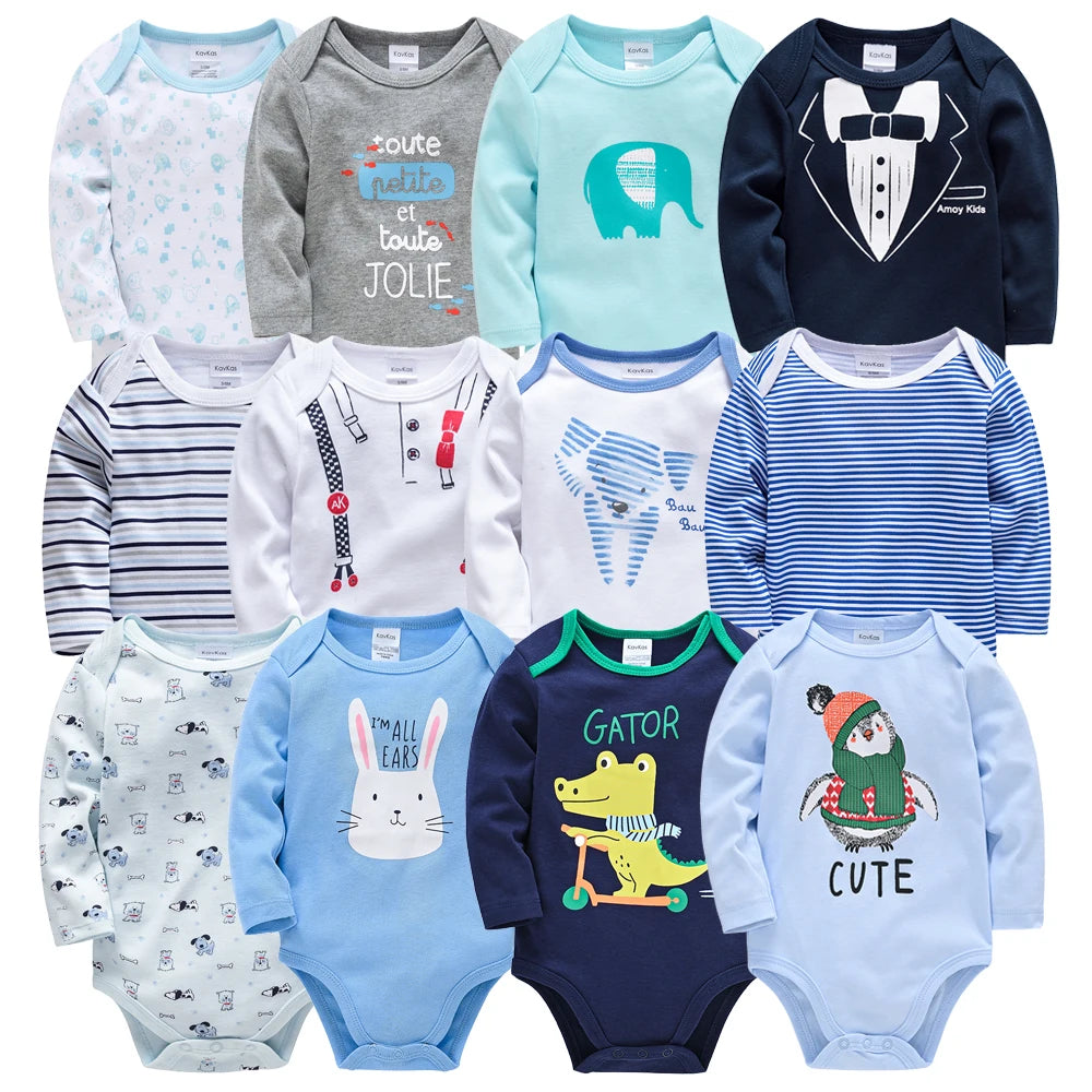 Lot de 3 ou 6 Bodies Bébé Garçon en Coton – Confort Doux & Motifs Adorables (0–12 mois)