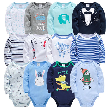 Lot de 3 ou 6 Bodies Bébé Garçon en Coton – Confort Doux & Motifs Adorables (0–12 mois)