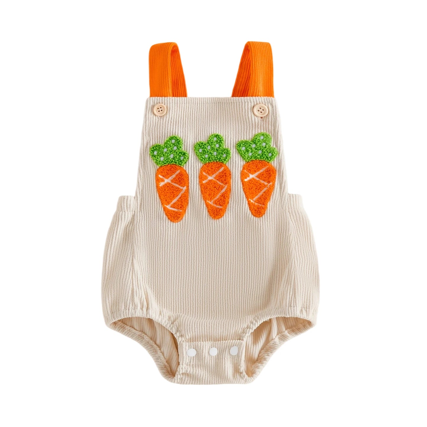 Barboteuse bébé brodée carottes – Salopette douce printemps été