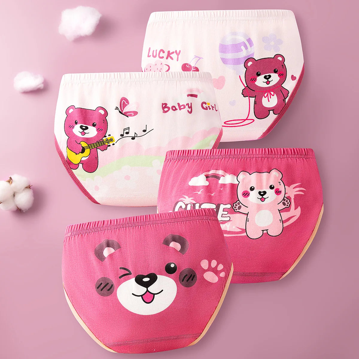 Lot de 4 Culottes Fille en Coton Doux – Confort Petit Trésor