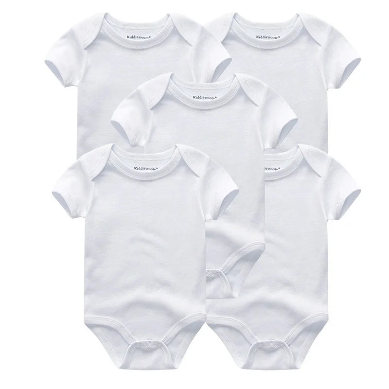 Lot de 5 bodys bébé – 100 % coton, manches courtes, confort quatre saisons
