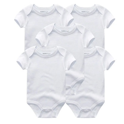 Lot de 5 bodys bébé – 100 % coton, manches courtes, confort quatre saisons