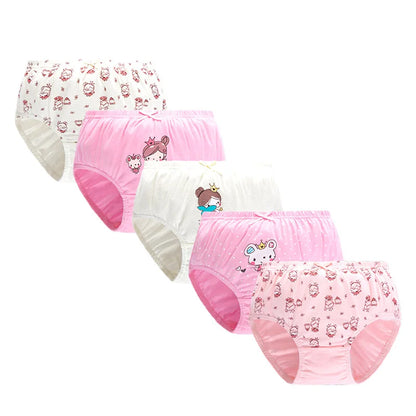 Lot de 5 culottes en coton pour filles (2–14 ans) – Sous-vêtements doux, confortables et respirants