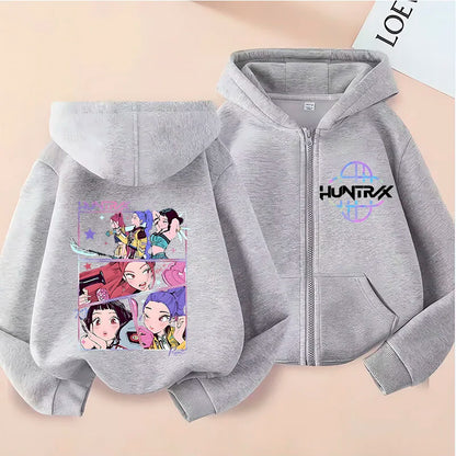Sweat à Capuche Zippé Enfant – Style K-Pop Moderne (7–12 ans)