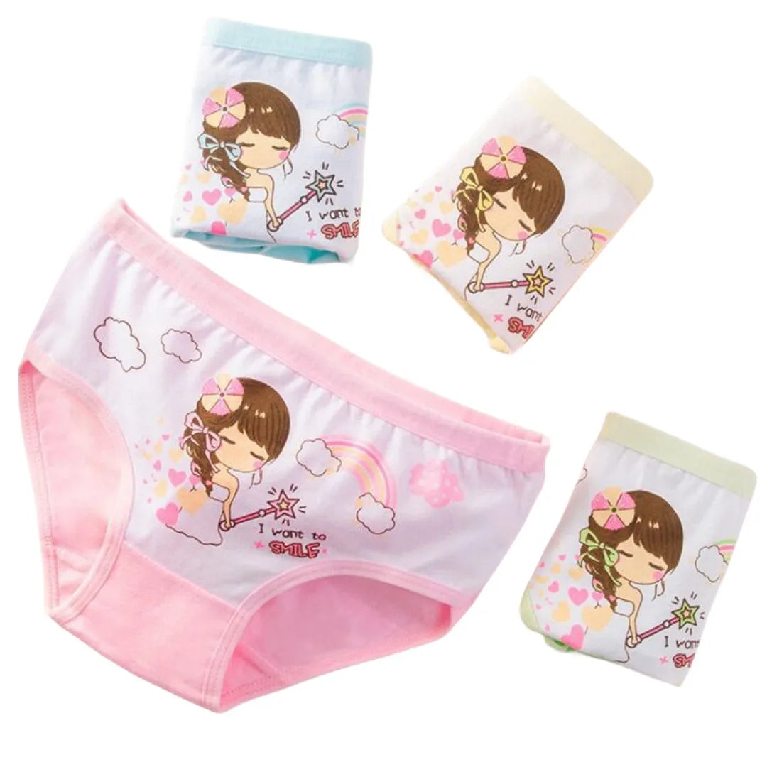 Lot de 4 Culottes Fille en Coton Doux – Confort Petit Trésor