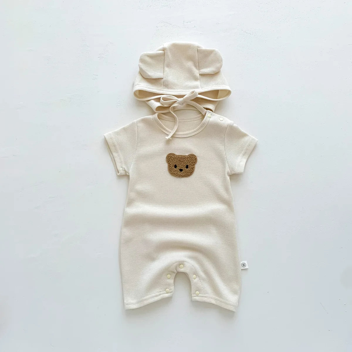 Ensemble Bébé Petit Ourson – Combinaison d’Été Premium en Coton Gaufré