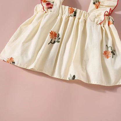 Ensemble d’été fille 2 pièces – Haut fleuri à manches courtes & short uni