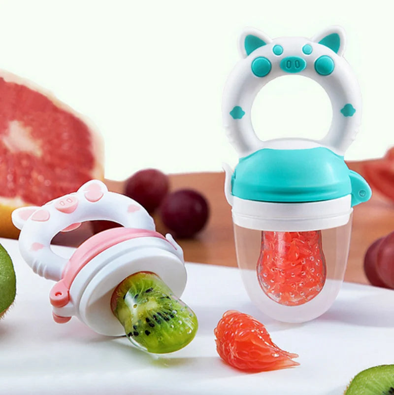Mangeoire à fruits 3-en-1 en silicone pour bébé – Sucette alimentaire sécurisée