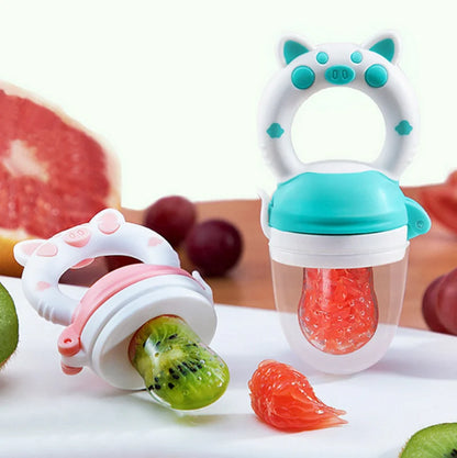 Mangeoire à fruits 3-en-1 en silicone pour bébé – Sucette alimentaire sécurisée