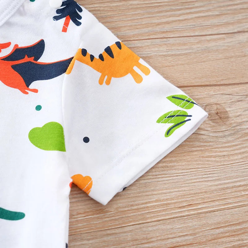 Body Dino Aventure™ – Barboteuse Bébé Confort en Coton (0–18 mois)