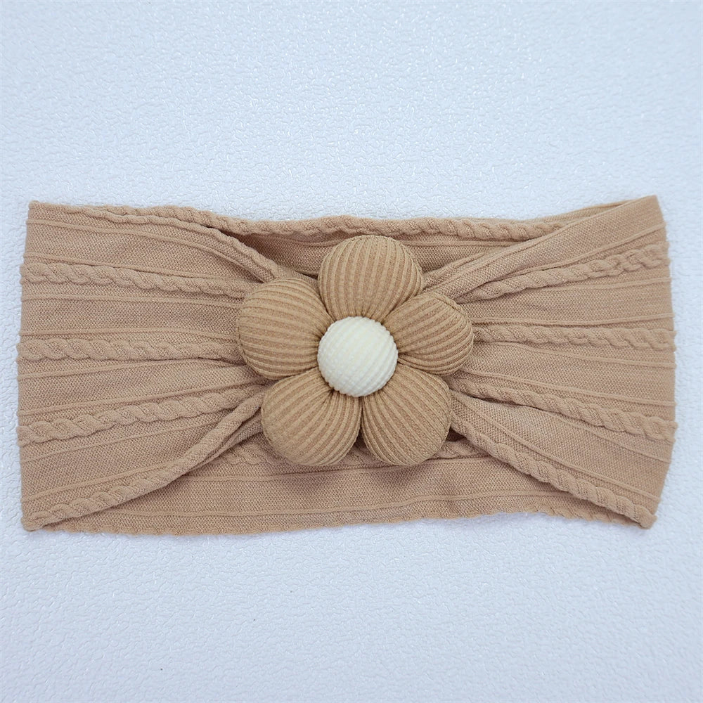 Bandeau Bébé Fille en Nylon Doux avec Fleur – Accessoire Nouveau-né