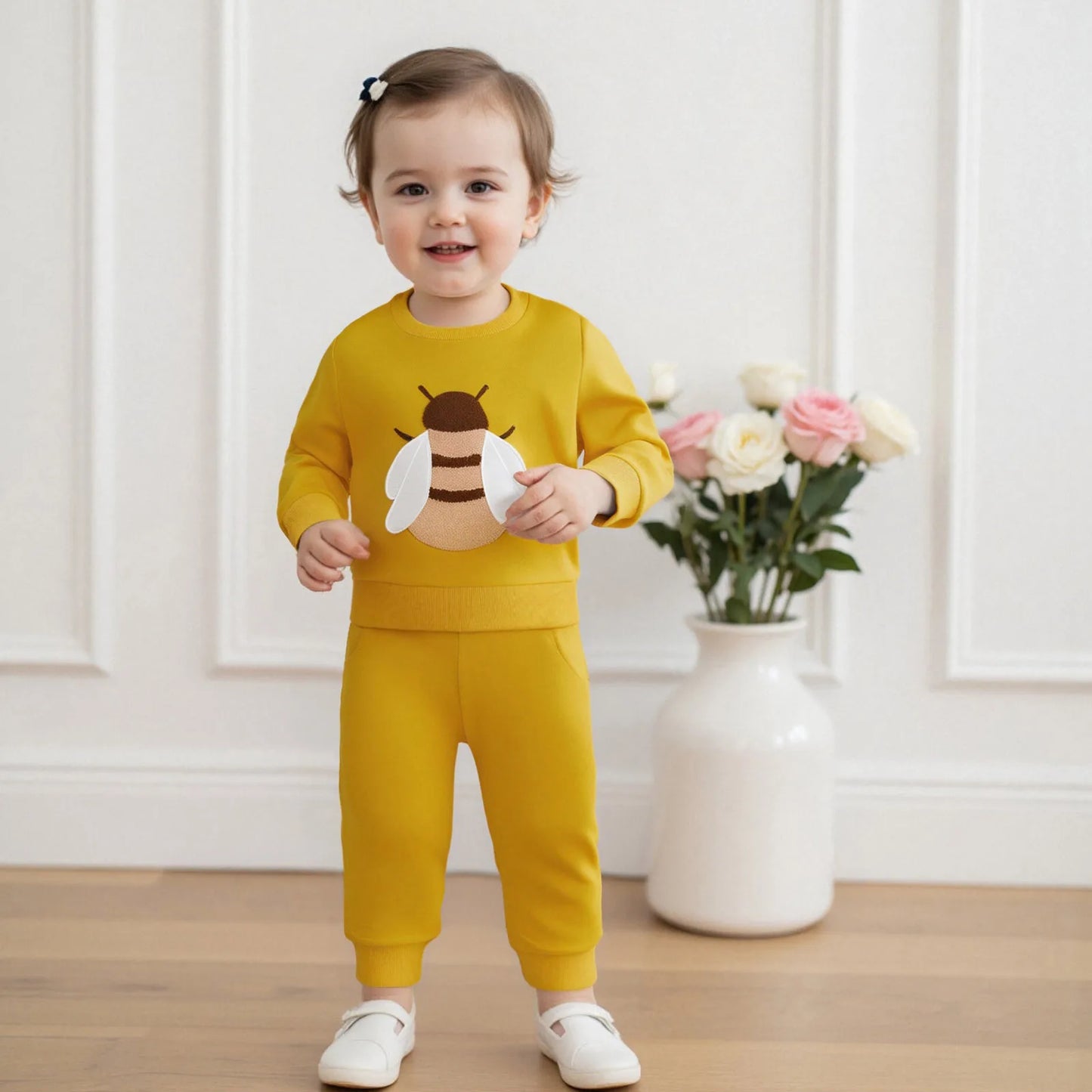 Ensemble Bébé Abeille 2 Pièces – Sweat à Manches Longues & Pantalon Confort
