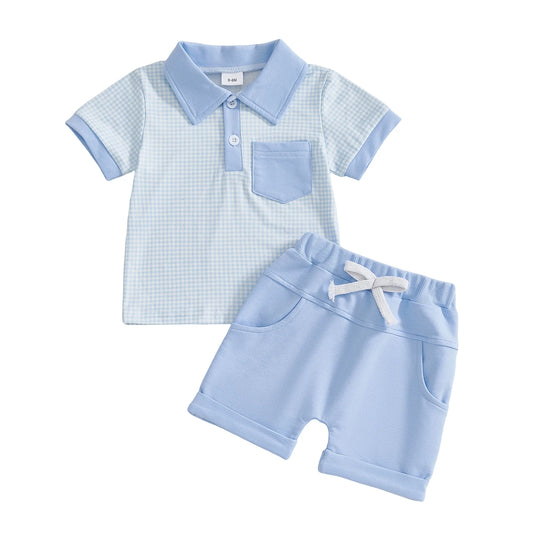 Ensemble bébé garçon élégant 2 pièces – Chemise à carreaux & short assorti (6 à 36 mois)