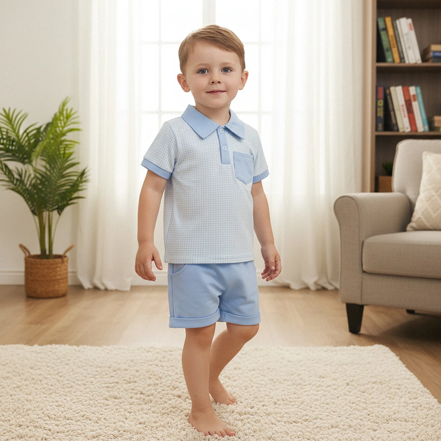 Ensemble bébé garçon élégant 2 pièces – Chemise à carreaux & short assorti (6 à 36 mois)