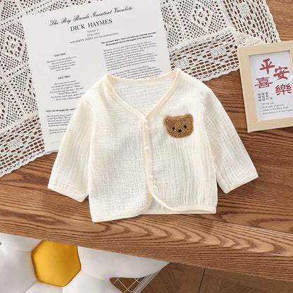 Barboteuse bébé ours – Ensemble doux d’été avec cardigan (0–24 mois)  💡 Pourquoi :