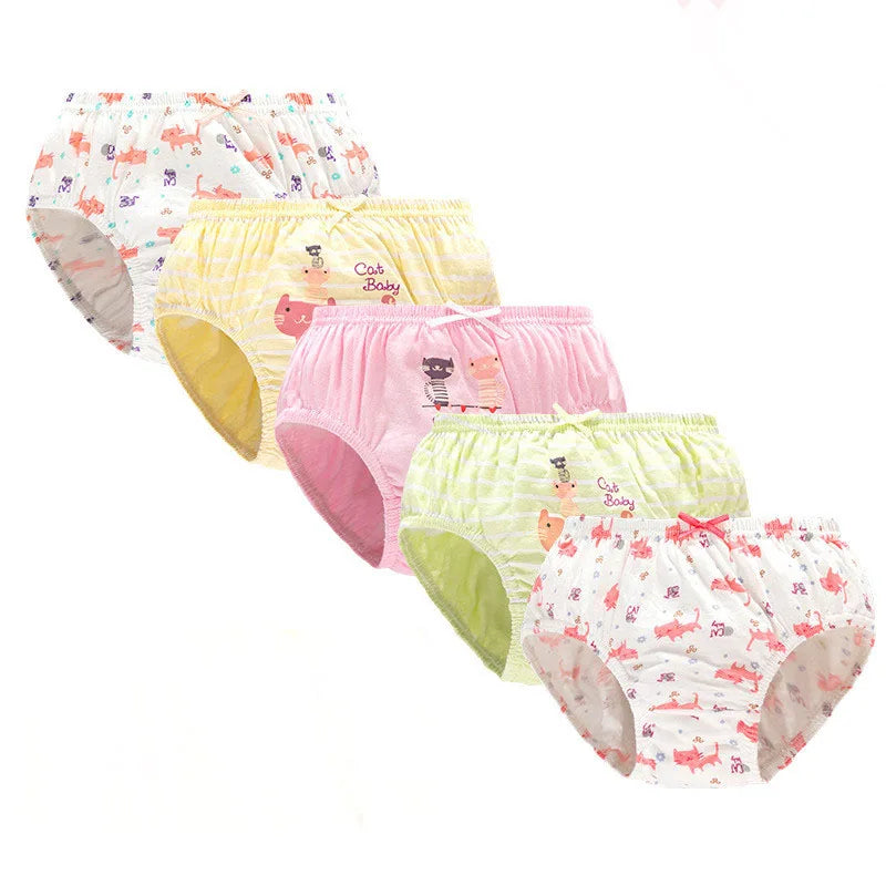 Lot de 5 culottes en coton pour filles (2–14 ans) – Sous-vêtements doux, confortables et respirants