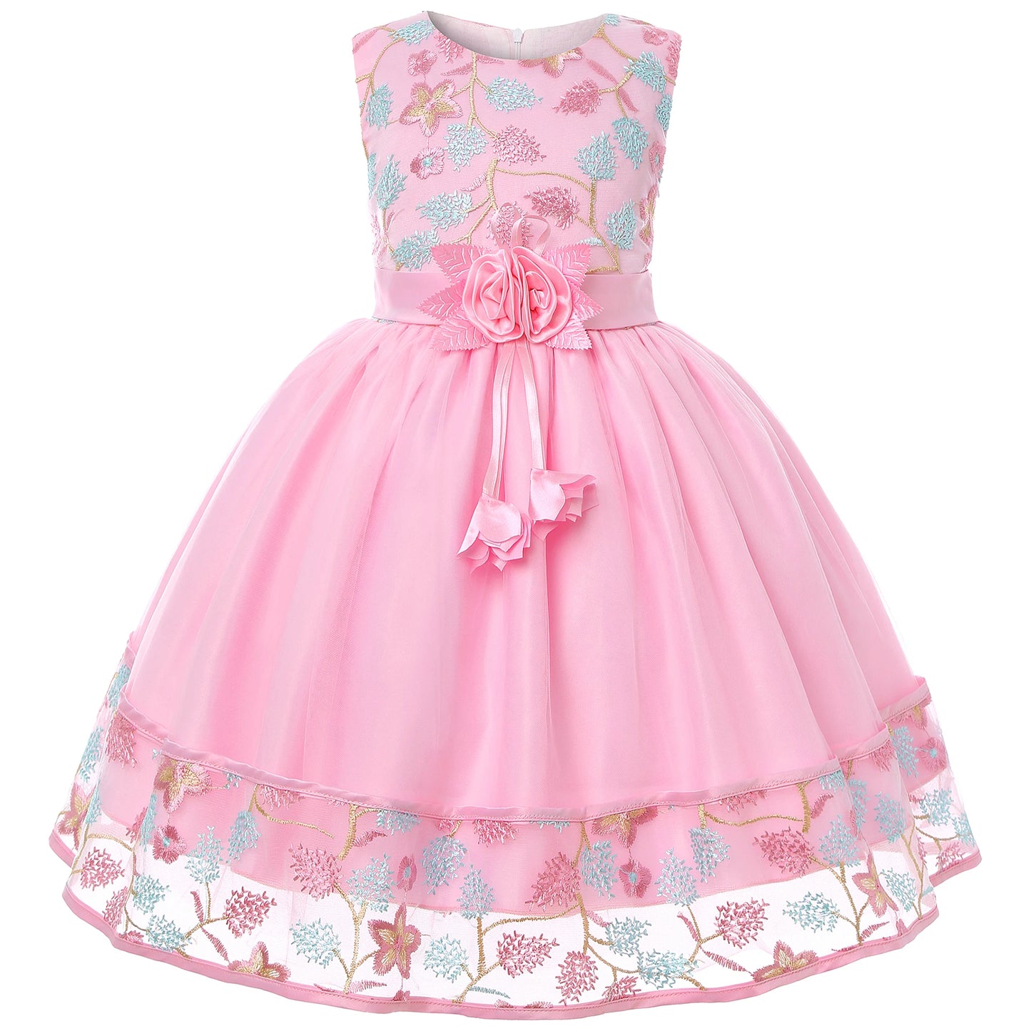 Robe Princesse Fille en Tulle Brodé – Cérémonie, Anniversaire, Mariage & Noël (2–10 ans)